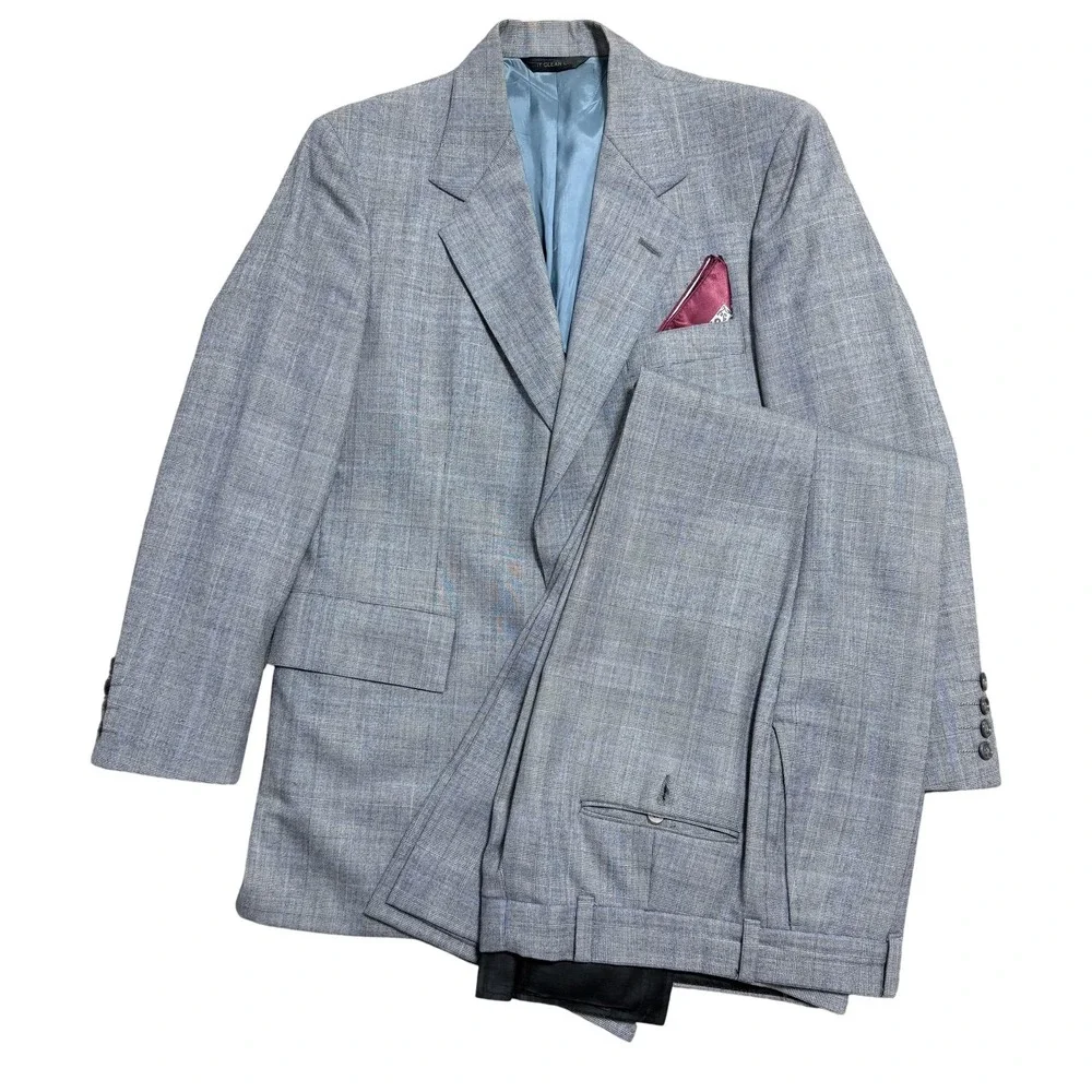 Vintage Anderson Little Suit Mens Medium Gray Wool Plaid 2 Piece Made USA 70s‎